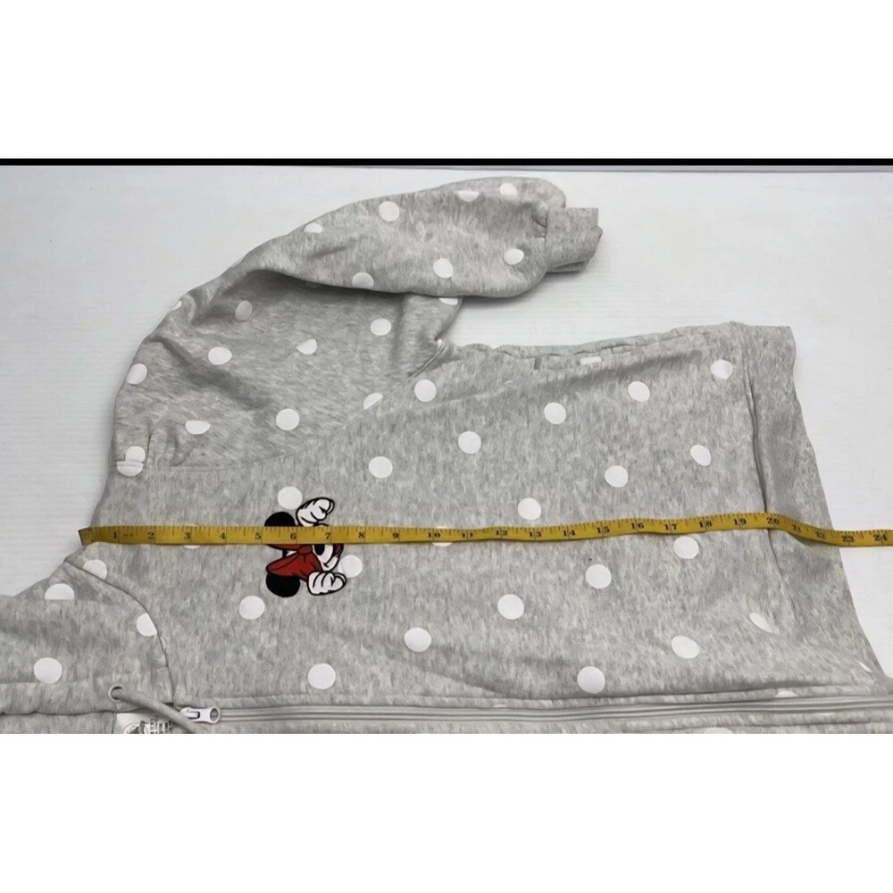 Disney Hoodie Women's 1X Gray White Minnie Mouse Polka Dot Full Zip Parks - Picture 5 of 5